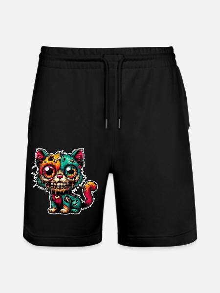 Zombie Cat Monster Halloween - Stanley/Stella Trainer Unisex Organic Jogging Shorts - black