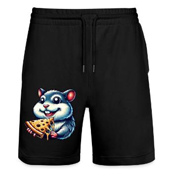 Hamster cochon d’Inde pizza amateur de restauration rapide - Short de jogging bio TRAINER Stanley/Stella unisexe - noir - Devant - Nik (191cm) & Marisol (170cm)