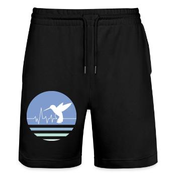 Colibri bleu pastel - Short de jogging bio TRAINER Stanley/Stella unisexe - noir - Devant - Nik (191cm) & Marisol (170cm)