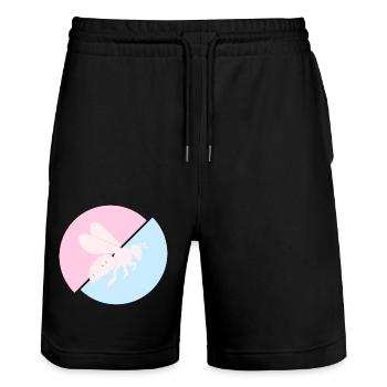 Abeille Contraste Rouge Bleu Pastel - Short de jogging bio TRAINER Stanley/Stella unisexe - noir - Devant - Nik (191cm) & Marisol (170cm)