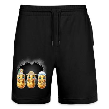 Peanuts Costume Carnival Kids Nut Child - Stanley/Stella Trainer Unisex Organic Jogging Shorts - black - Front - Nik (191cm) & Marisol (170cm)