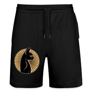 Ägyptische Katze - Stanley/Stella Unisex Bio Joggingshorts Trainer  - Schwarz - Vorne - Nik (191cm) & Marisol (170cm)