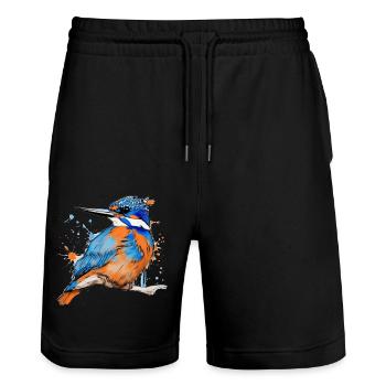 Martin-pêcheur, dessin, coloré, oiseau, graffiti, croquis - Short de jogging bio TRAINER Stanley/Stella unisexe - noir - Devant - Nik (191cm) & Marisol (170cm)