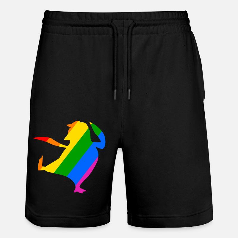 Rainbow Penguin Does Karate - Stanley/Stella Trainer Unisex Organic Jogging Shorts - black