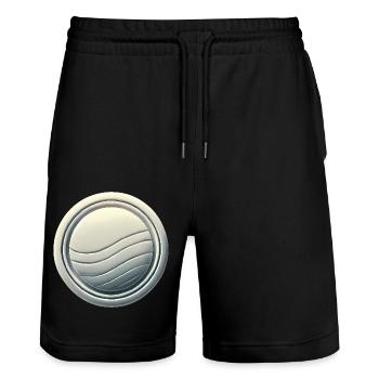 Modernes Abzeichen-Emblem-Design - Stanley/Stella Unisex Bio Joggingshorts Trainer  - Schwarz - Vorne - Nik (191cm) & Marisol (170cm)