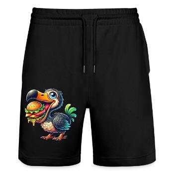Skurriler Dodo Burger Cheeseburger Fastfood - Stanley/Stella Unisex Bio Joggingshorts Trainer  - Schwarz - Vorne - Nik (191cm) & Marisol (170cm)