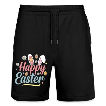 Joyeuses Pâques - Short de jogging bio TRAINER Stanley/Stella unisexe - noir - Devant - Nik (191cm) & Marisol (170cm)