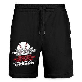 Baseball Four Seasons - Stanley/Stella Trainer Unisex Organic Jogging Shorts - black - Front - Nik (191cm) & Marisol (170cm)