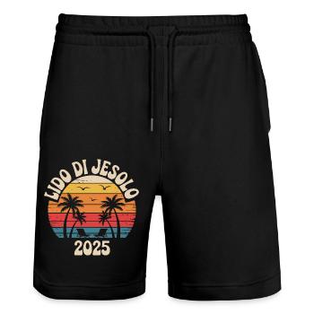 Lido di Jesolo 2025 70 millésime - Short de jogging bio TRAINER Stanley/Stella unisexe - noir - Devant - Nik (191cm) & Marisol (170cm)