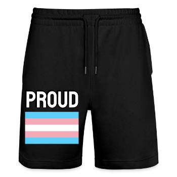 Trans Pride transpride Flag Proud - Stanley/Stella Trainer Unisex Organic Jogging Shorts - black - Front - Nik (191cm) & Marisol (170cm)