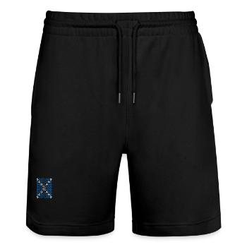SCOTLAND, Football, Euros - Stanley/Stella Trainer Unisex Organic Jogging Shorts - black - Front - Nik (191cm) & Marisol (170cm)
