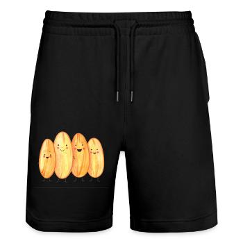 Chips, chipsfamilie, Familie, Kartoffelchips - Stanley/Stella Unisex Bio Joggingshorts Trainer  - Schwarz - Vorne - Nik (191cm) & Marisol (170cm)
