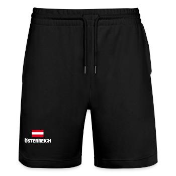 Austria, Austrian Flag, Austria Gift - Stanley/Stella Trainer Unisex Organic Jogging Shorts - black - Front - Nik (191cm) & Marisol (170cm)