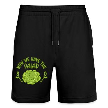 80 Now we have the salad - Geschenk 80. Geburtstag - Stanley/Stella Unisex Bio Joggingshorts Trainer  - Schwarz - Vorne - Nik (191cm) & Marisol (170cm)