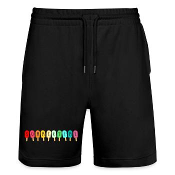 Summertime - mit Eis durch den Sommer - Stanley/Stella Unisex Bio Joggingshorts Trainer  - Schwarz - Vorne - Nik (191cm) & Marisol (170cm)