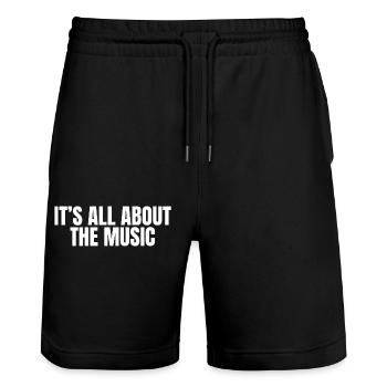 It's all about the Music - Stanley/Stella Trainer Unisex Organic Jogging Shorts - black - Front - Nik (191cm) & Marisol (170cm)