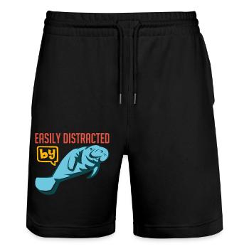 Easily distracted by manatees, I love dugongs - Stanley/Stella Trainer Unisex Organic Jogging Shorts - black - Front - Nik (191cm) & Marisol (170cm)