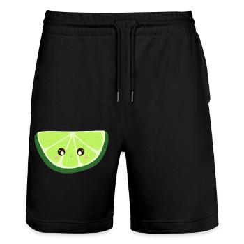 kawaii lime - Stanley/Stella Trainer Unisex Organic Jogging Shorts - black - Front - Nik (191cm) & Marisol (170cm)