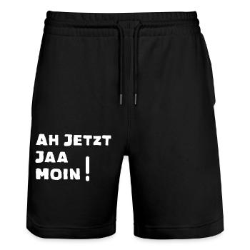 Ah jetzt jaa Moin - Stanley/Stella Unisex Bio Joggingshorts Trainer  - Schwarz - Vorne - Nik (191cm) & Marisol (170cm)