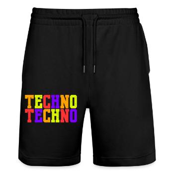 Techno Vibes - Stanley/Stella Unisex Bio Joggingshorts Trainer  - Schwarz - Vorne - Nik (191cm) & Marisol (170cm)