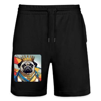 Carlin royal mignon avec couronne - Short de jogging bio TRAINER Stanley/Stella unisexe - noir - Devant - Nik (191cm) & Marisol (170cm)