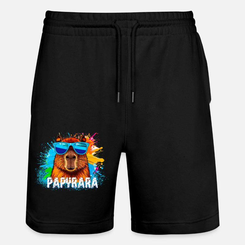 capybara mit sonnenbrille, illustration,graffiti - Stanley/Stella Unisex Bio Joggingshorts Trainer  - Schwarz