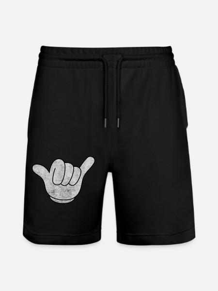 Shaka tegn hånd motocross ned ad bakke surfing bølge - Stanley/Stella Trainer økologiske unisex joggingshorts - sort