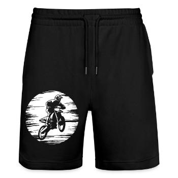 supermoto motorcycle graphic graphic - Stanley/Stella Trainer Unisex Organic Jogging Shorts - black - Front - Nik (191cm) & Marisol (170cm)