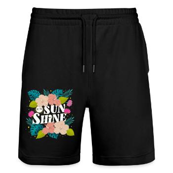 Été tropical - Short de jogging bio TRAINER Stanley/Stella unisexe - noir - Devant - Nik (191cm) & Marisol (170cm)