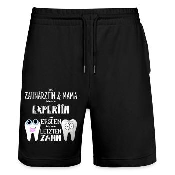 Zahnärztin Mama Zahnmedizinerin Mutter Geschenk - Stanley/Stella Unisex Bio Joggingshorts Trainer  - Schwarz - Vorne - Nik (191cm) & Marisol (170cm)
