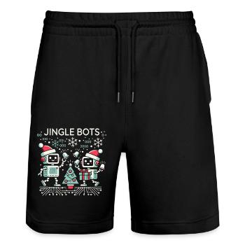 Jingle Bots - Weihnachtsroboter mit Binärcode - Stanley/Stella Unisex Bio Joggingshorts Trainer  - Schwarz - Vorne - Nik (191cm) & Marisol (170cm)