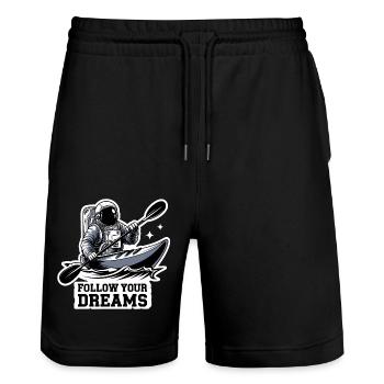 Kayak Astronaut Follow Your Dreams - Stanley/Stella Trainer Unisex Organic Jogging Shorts - black - Front - Nik (191cm) & Marisol (170cm)