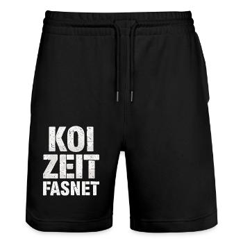 Koi Zeit Fasnet - Carnaval Carnaval - Short de jogging bio TRAINER Stanley/Stella unisexe - noir - Devant - Nik (191cm) & Marisol (170cm)