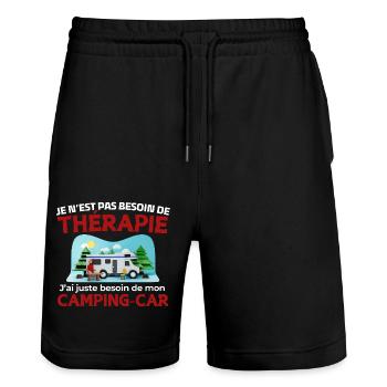 besoin de mon camping-car - Short de jogging bio TRAINER Stanley/Stella unisexe - noir - Devant - Nik (191cm) & Marisol (170cm)