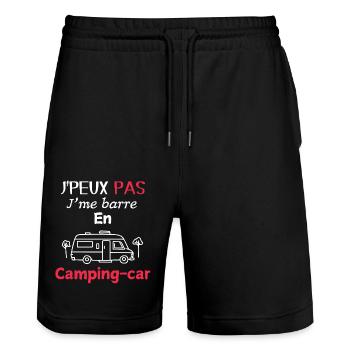 I can't, I'm leaving in a motorhome - Stanley/Stella Trainer Unisex Organic Jogging Shorts - black - Front - Nik (191cm) & Marisol (170cm)