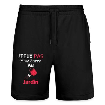Ich kann nicht, ich gehe in den Garten - Stanley/Stella Unisex Bio Joggingshorts Trainer  - Schwarz - Vorne - Nik (191cm) & Marisol (170cm)