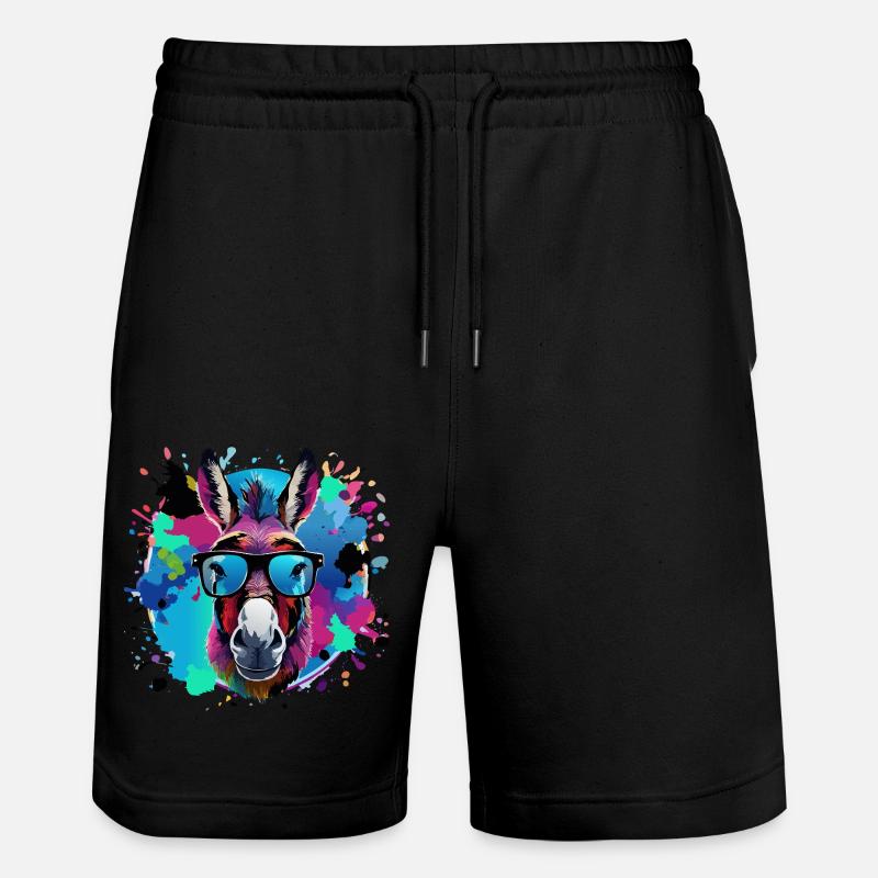 Esel,graffiti ,malerei , bunt,Nerd - Stanley/Stella Unisex Bio Joggingshorts Trainer  - Schwarz