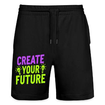 Créez votre future ampoule - Short de jogging bio TRAINER Stanley/Stella unisexe - noir - Devant - Nik (191cm) & Marisol (170cm)