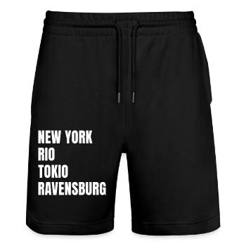 New York Rio Tokyo Ravensburg - Short de jogging bio TRAINER Stanley/Stella unisexe - noir - Devant - Nik (191cm) & Marisol (170cm)