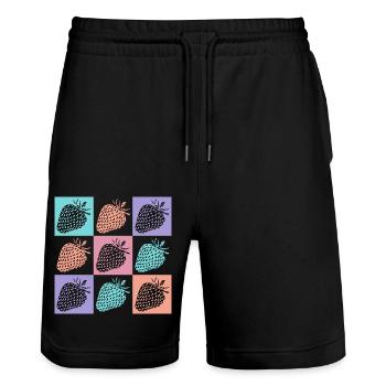 Fraises Couleurs vives de l’été - Short de jogging bio TRAINER Stanley/Stella unisexe - noir - Devant - Nik (191cm) & Marisol (170cm)