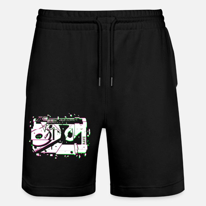 Techno Rave Tape Turntable - Stanley/Stella Trainer Unisex Organic Jogging Shorts - black