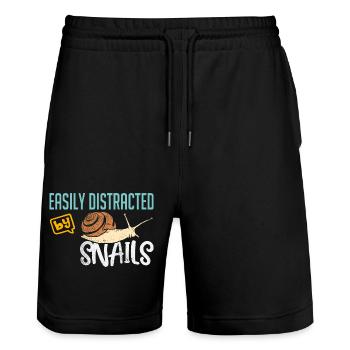 Ich bin verrückt nach Schnecken Gartenarbeit - Stanley/Stella Unisex Bio Joggingshorts Trainer  - Schwarz - Vorne - Nik (191cm) & Marisol (170cm)