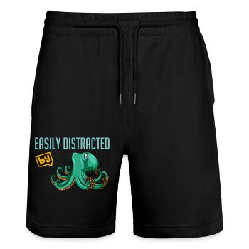 Ich liebe Oktopusse Cephalopoden - Stanley/Stella Unisex Bio Joggingshorts Trainer  - Schwarz - Vorne - Nik (191cm) & Marisol (170cm)