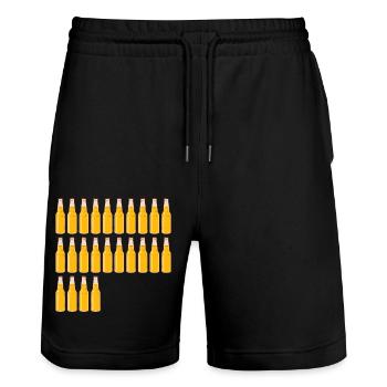 24 Bierflaschen - Bier - 24 Jahre - 24. Geburtstag - Stanley/Stella Unisex Bio Joggingshorts Trainer  - Schwarz - Vorne - Nik (191cm) & Marisol (170cm)