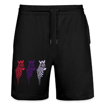 Three Zebras (b) - Stanley/Stella Unisex Bio Joggingshorts Trainer  - Schwarz - Vorne - Nik (191cm) & Marisol (170cm)