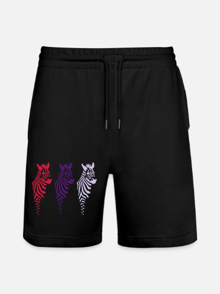 three zebras (b) - Stanley/Stella Trainer Unisex Organic Jogging Shorts - black