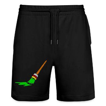 Urban Graffiti Brush Design - Stanley/Stella Trainer Unisex Organic Jogging Shorts - black - Front - Nik (191cm) & Marisol (170cm)