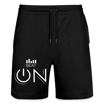 beat on music music beats symbol gift idea - Stanley/Stella Trainer Unisex Organic Jogging Shorts - black - Front - Nik (191cm) & Marisol (170cm)