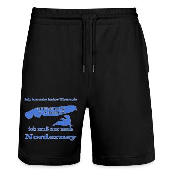 Norderney Insel Urlaub - Stanley/Stella Unisex Bio Joggingshorts Trainer  - Schwarz - Vorne - Nik (191cm) & Marisol (170cm)