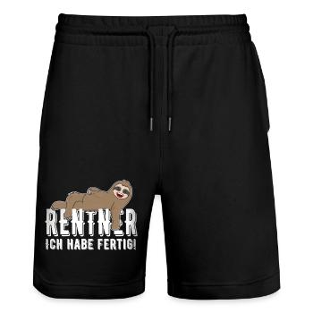 Rentner Ich Habe Fertig Faultier - Stanley/Stella Unisex Bio Joggingshorts Trainer  - Schwarz - Vorne - Nik (191cm) & Marisol (170cm)